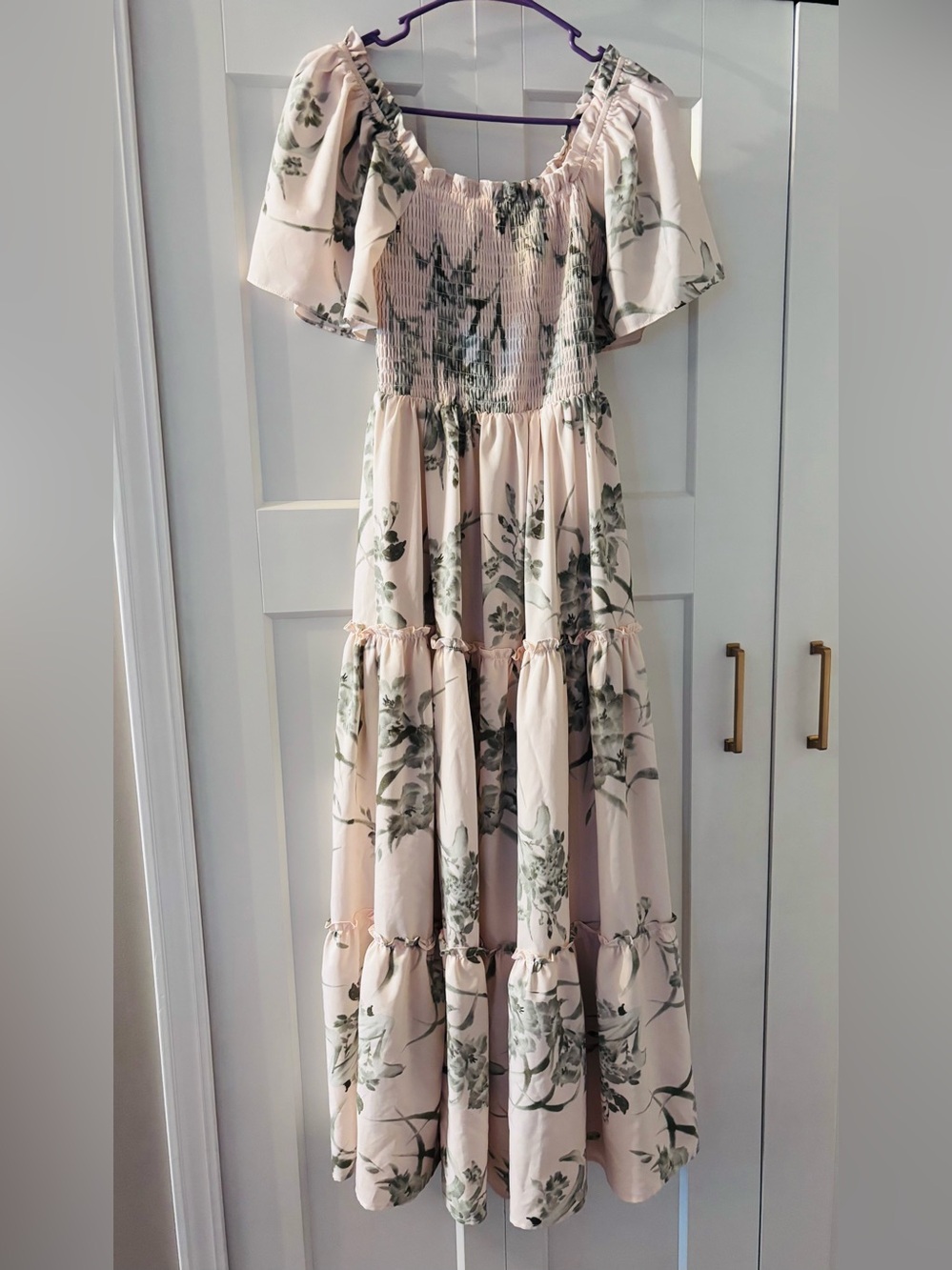 Baltic Born Cream Floral Off-Shoulder Tiered Dress